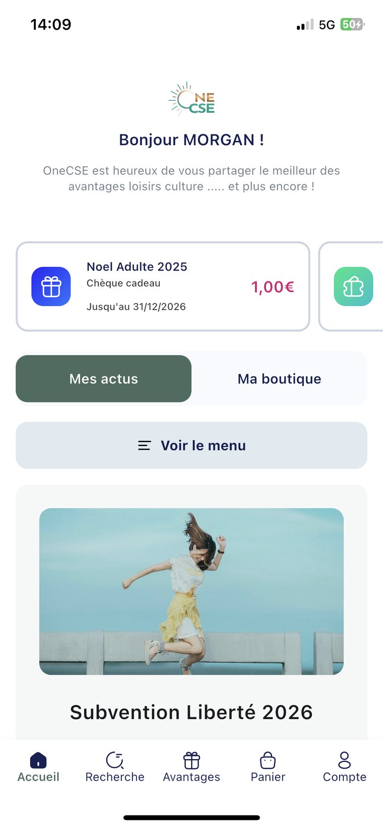 Ancien accueil de l'application, avant la refonte