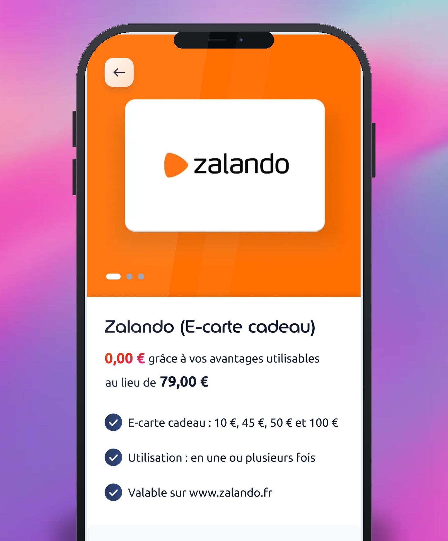 Nouvelle fiche carte cadeau Zalando