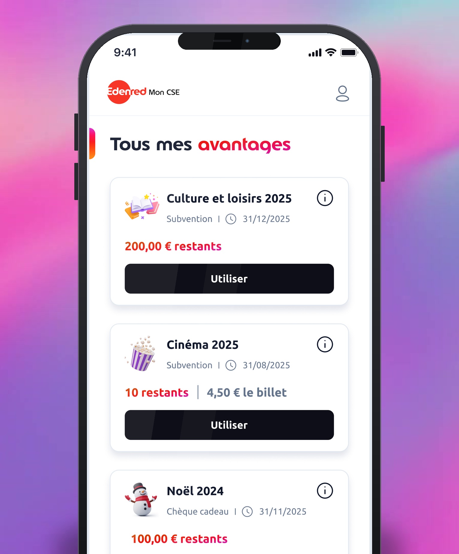 Nouvel écran Tous mes avantages