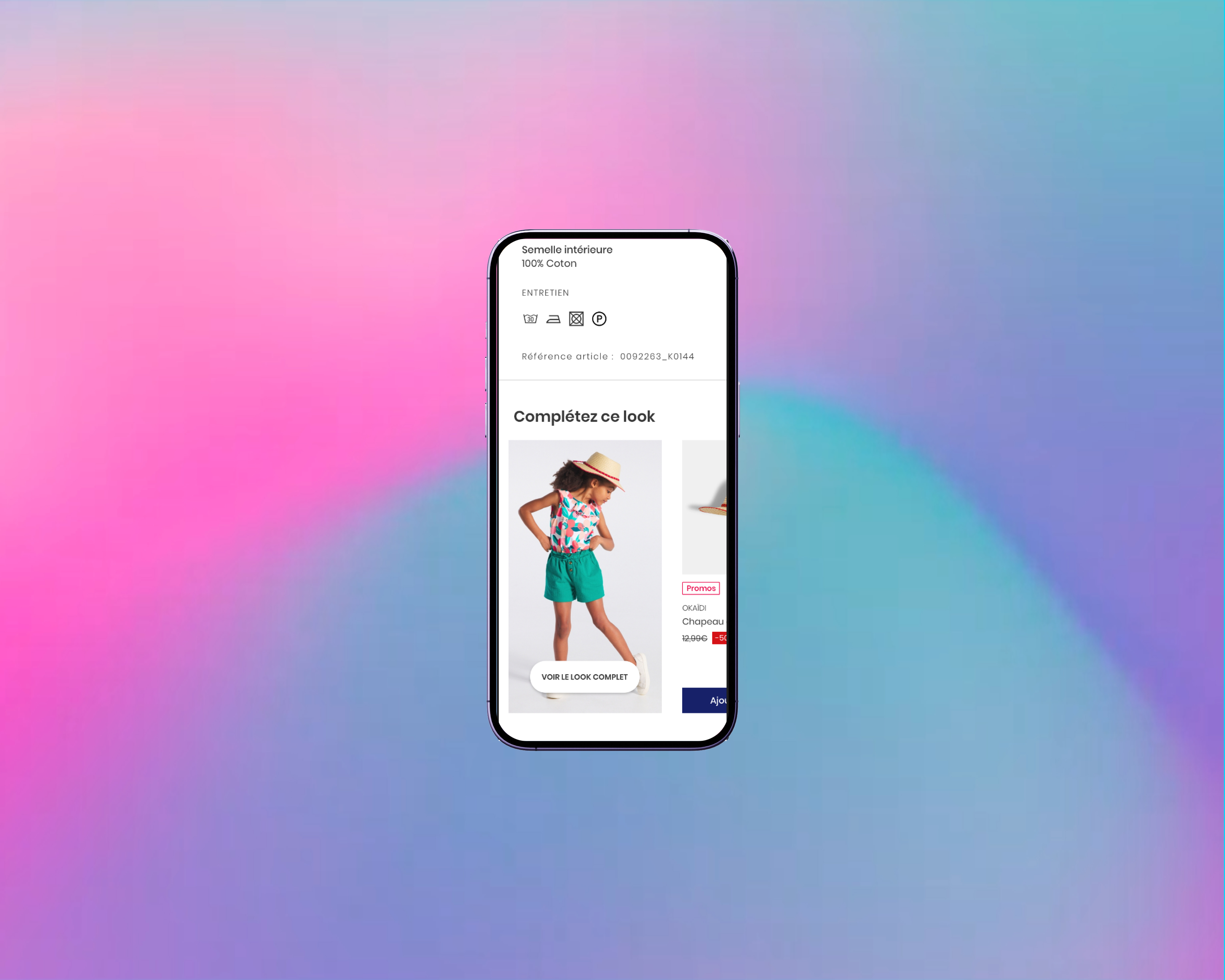 Intégration des looks en fiche produit, écran 4